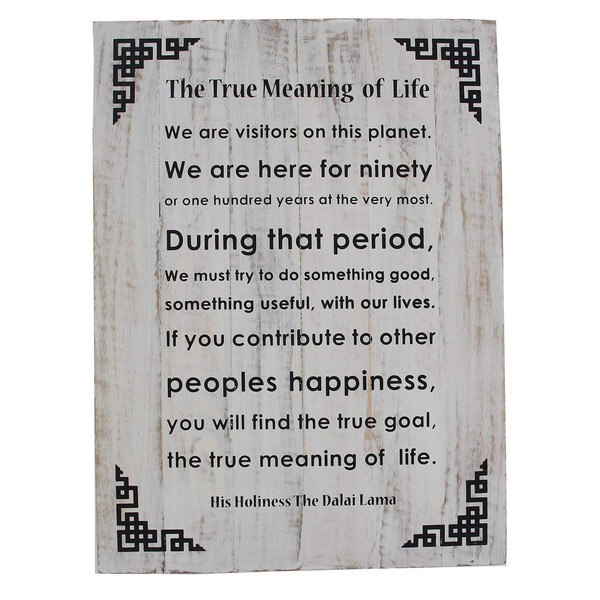 DharmaObjects Dalai Lama Quotes ~ Natural Wooden ~ The True Meaning of Life ~ Inspirational Message Wall Decor Hanging (The True Meaning of Life)