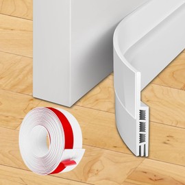 Guardapolvo para Puerta, 5M Cubre Polvo Puerta de 3 Capas, Burlete para Puerta con Bloqueo, Atrapa Polvo para Puerta con Bloqueo de Ruido/Viento/Insectos(Blanco)
