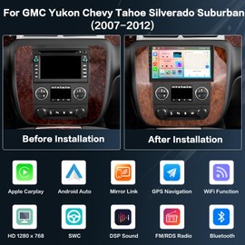 Inefala 4+64G Radio for Chevy Silverado Tahoe Suburban GMC Yukon 2007-2012 Android 13 Car Stereo 8-Core 9'' Touch Screen with Wireless CarPlay Android Auto AHD Backup Camera GPS Navigation Bluetooth