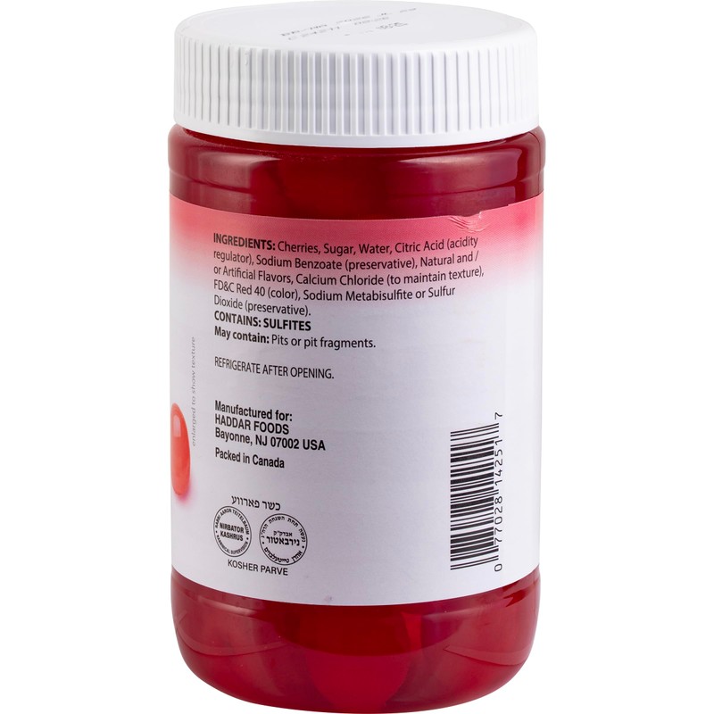 Haddar Red Maraschino Cherries, 12.6 oz | Old Fashioned Cocktail
