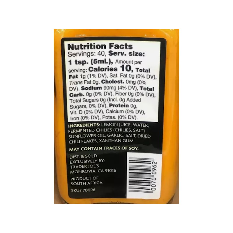 Trader Joe’s Peri-Peri Sauce with Fermented & Dried Chilies 6.76