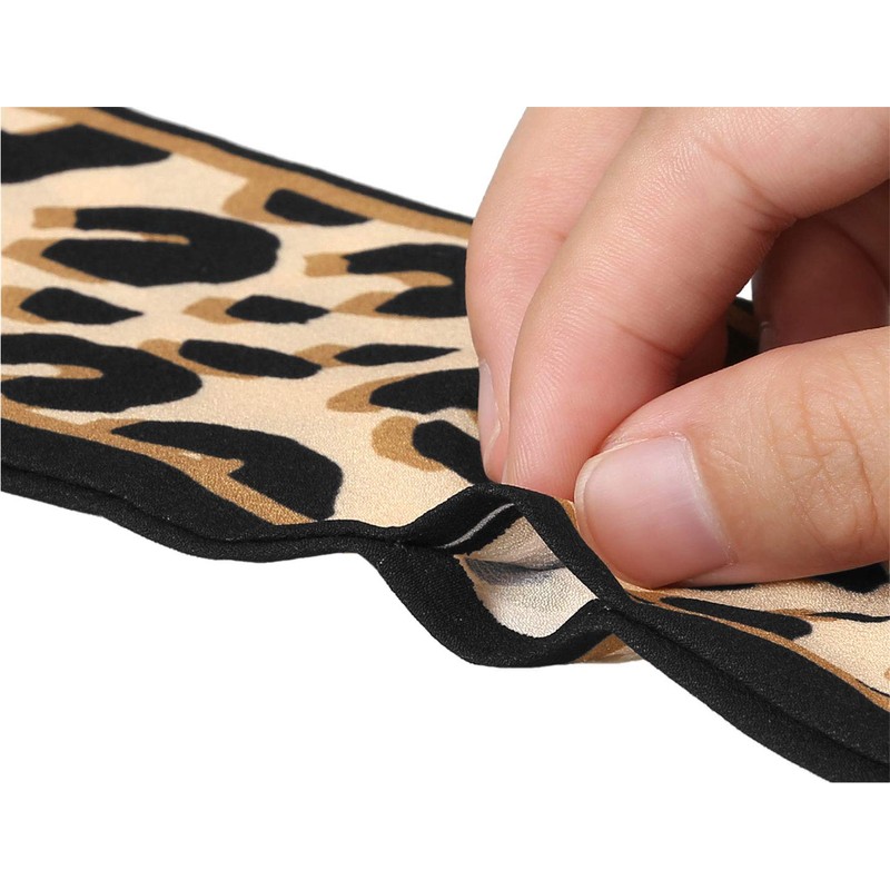 sourcing map Women's Leopard Ribbon Long Skinny Scarf Headband Neckerchief,