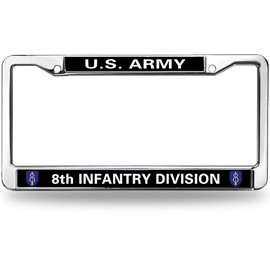 Infantry Division Flag License Plate Frame Chrome Army 8th Infantry Vet Durable License Plate Frame Proud US Veteran License Plate Frame for Independence Day