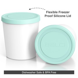 BALCI - Premium Ice Cream Containers (2 Pack - 1 Quart Each) Perfect Freezer Storage Tubs with Lids for Ice Cream, Sorbet and Gelato! - Mint