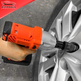 BILITOOLS Lug Nut Socket Set, 1/2 inch Drive Non-Marring Impact Flip Socket Set Metric 17-19 - 21-22 mm & SAE 3/4-13/16-7/8-15/16 inch, Thin Wall Wheel Protector Nut Socket