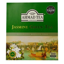 Ahmad Tea - Jasmine Green Tea Pack of 100 Green Tea Bags 2 g with Ribbon
