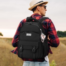 JANSBEN Waterproof School Backpack for Girls & Boys, Multi-compartment Backpack for School & Travel, Comfortable School Bag Ideal for 10 Year Old Kids, Teens & 5th Grade, black