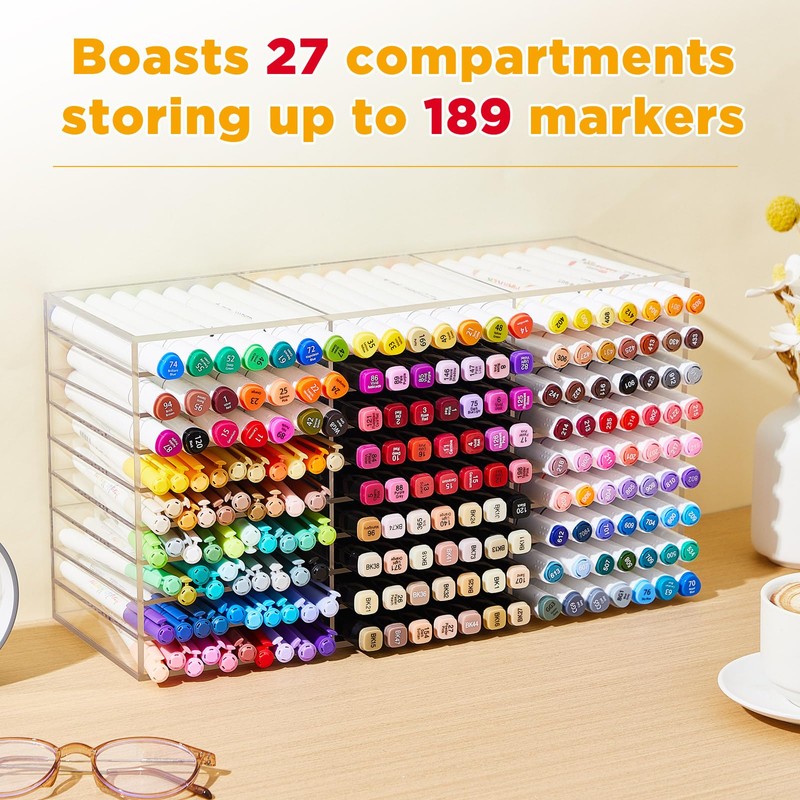 MotiMind Acrylic Marker Organizer for 189 Marker, Large Art Pencil