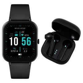 Reflex Active Series 17 Black Strap Smart Watch and True Wireless Sound Earbud Set