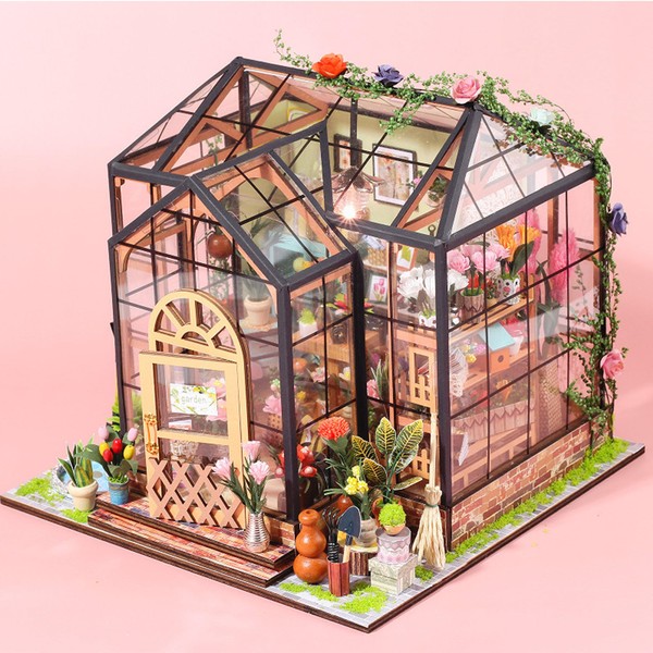 WYFCR DIY Doll House with Furniture and LED Light, Model