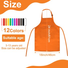 BOUBONI BOUBONI 36 Pack Kids Apron bulk with 2 Pockets Adjustable Chef Art Apron Kids Painting Aprons for Cooking Baking Painting Crafting Grilling Activity12 Color
