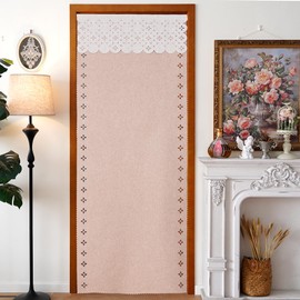 Artbloss Door Curtain Half Blackout Privacy French Door Window Curtains for Patio Front Door Glass Door Sidelight Curtain Thermal Insulated Tie up Shade 1 Panel, W26 x L69 inch, Light Brown C