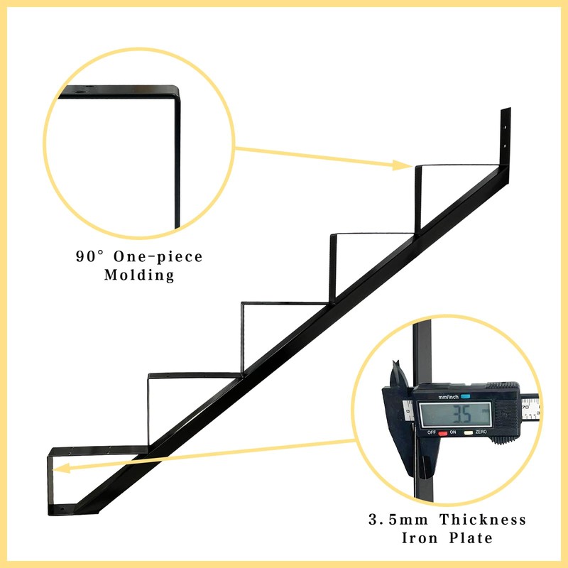 2 Packs Metal Stair Step Stringers, 5 Step Steel Riser