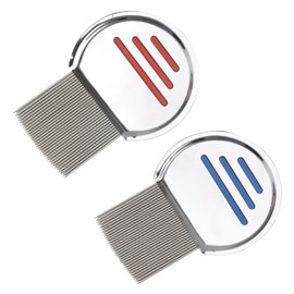 2 Pack Lice Combs, Flea Lice Removal Combs Head Nit Treatment, Stainless Steel Flea Lice Hair Combs Removes Headlice Dandruff Nits Ticks Eggs-Lice with Double Sided Teeth for Adults Kids Pets