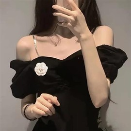 Pearl Camellia Flower Brooch Enamel Flower Pin for Women Girls Lapel Jackets Hat Scarfts Accessories Wedding Party Jewelry Gift for Brides Mother