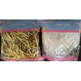 Unbranded Easter Basket Grass Metallic Gold or Iridescent White 1.75 oz, E16, Select Color - Iridescent White