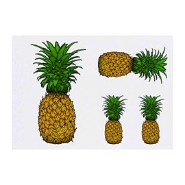4 x 'Pineapple' Temporary Tattoos - Water Resistant, Skin-Safe, Non-Toxic Transfers, Mixed Sizes (TO00039925)