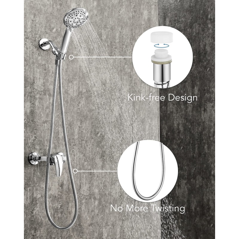 Singing Rain 59 inches Kinkless Chromed Flexible Stainless Steel Shower