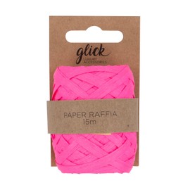 Glick Neon Pink Paper Raffia Ribbon, Perfect for Gift Wrapping and Arts and Crafts, 15 Metres Ribbon, Recyclable