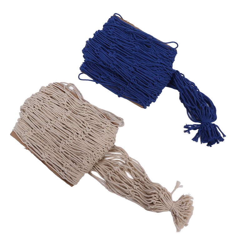 2pcs Fish Net Decoration Cotton Soft Comfortable Mediterranean Style Beige