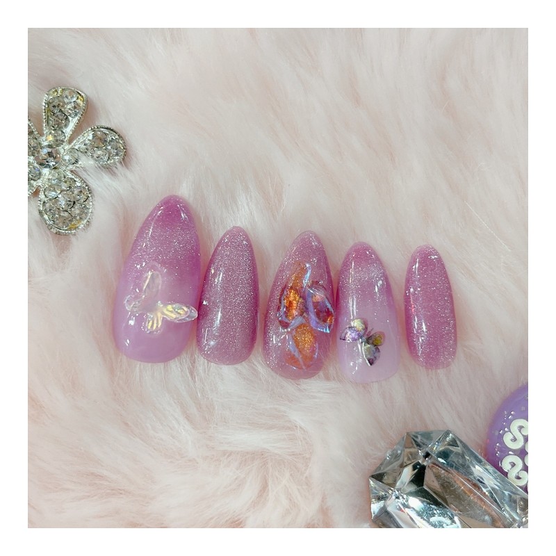 ButterflyHandmade nail tips - Coffin / 버터플라이수제네일팁 - 코핀