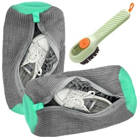 Maazusa Shoe Washing Net, Laundry Net for Shoes, Set of 3, Laundry Net with Shoe Brush, Shoe Laundry Net, Prevents Damage, Prevents Damage, Removes Stains, Durable, For Home Use, Trainer, Slippers