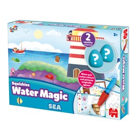 Galt Water Magic Squishies Sea Reusable Colouring Books for Children, Reusable Pictures for Kids to Colour, Magically Reveal Hidden Pictures with Water Pen & Squishy Surprises, Ages 3 Years Plus