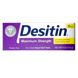 Desitin Maximum Strength Diaper Rash Paste - Powerful Long-Lasting Relief, Zinc Oxide, Paraben-Free, 4 oz (Pack of 2)