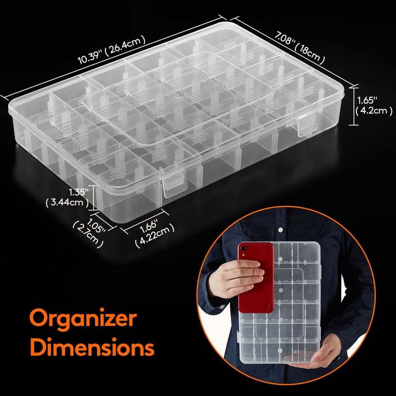 Lifewit 2 Pack 36 Grids Clear Stackable Plastic Organiser Storage