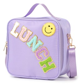 Insulated Lunch Bag for Kids, Lunch Bags for Women Cooler Tote Large Lunch Box for Women, Boite a Lunch Femme Reusable Leakproof Womens Lunch Bag for Work, Picnic, Camping (Nylon, Purple)