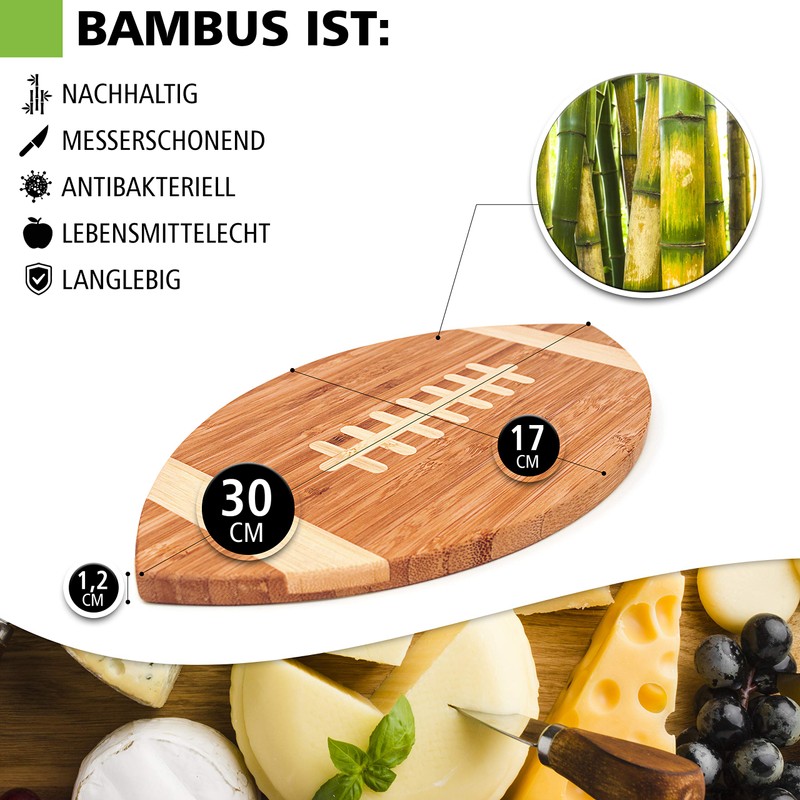 40YARDS American Football Bamboo Wood Board for Breakfast, Dinner or