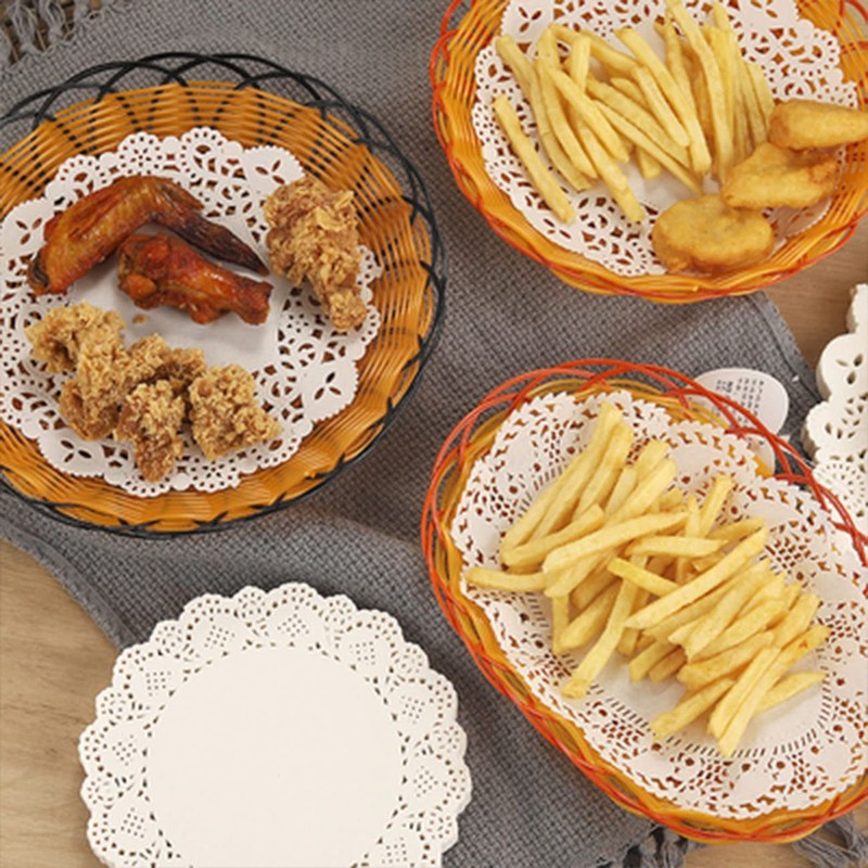 8 Inch White Lace Paper Doilies,Round Disposable Greaseproof Packaging Tableware