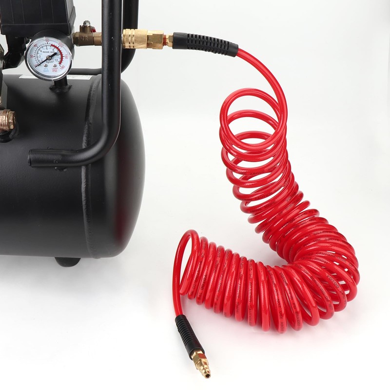 GASHER 1/4" x 25FT Red Reinforced Polyurethane Recoil Air Hose