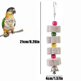 Pack of 2 parrot beak whetstone with bell, bird chew toy, parrot teeth grinding toy, bird beak whetstone, chinchilla teeth, limestone for budgies, limestone for birds