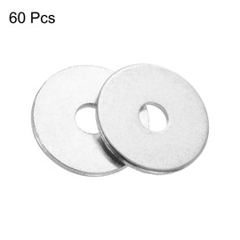 sourcing map 6mm x 25mm x 2mm Zinc Plated Carbon Steel Flat Washer for Screw Bolt 60Pcs