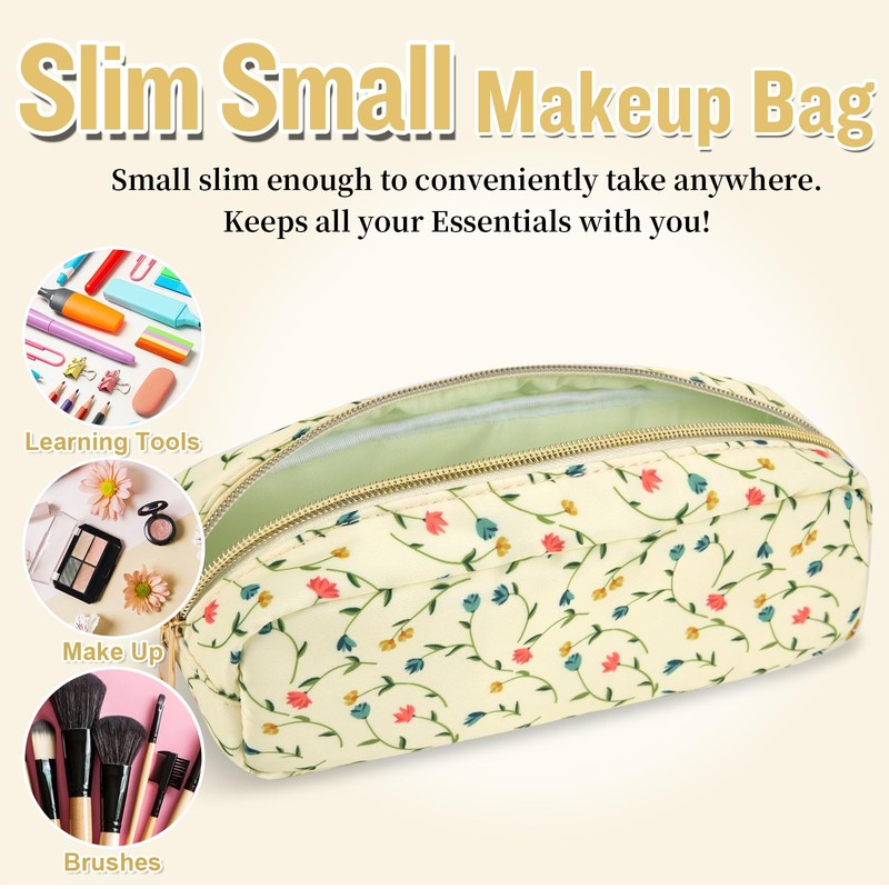 izuzta - Bolsa de maquillaje floral grande y pequeña de