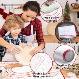 Extra Large 31.5" x 24" Silicone Baking Mat | Non-Slip Pastry & Dough Mat with Dough Scraper | Perfect for Rolling Out Dough, Pie Crusts, Fondant | Oven-Safe Silicone Liner(31.5''L X 24''W)