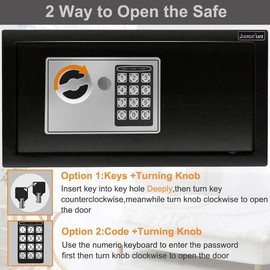 JUGREAT Safe Box with Sensor Light,Electronic Digital Security Safe Steel Construction Hidden with Lock，Wall or Cabinet Anchoring Design for Home Office Hotel Business 0.7 Cubic Feet Black