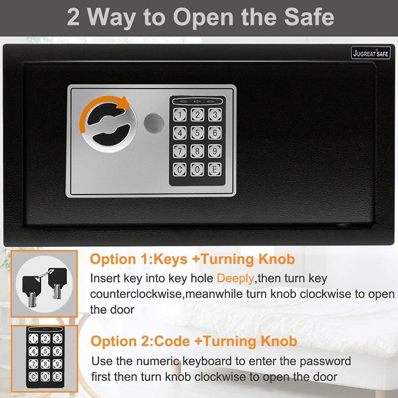 JUGREAT Safe Box with Sensor Light,Electronic Digital Security Safe Steel