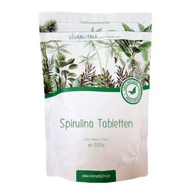 VivaNutria Spirulina Tabletten 500g | aus kontrolliertem Anbau I 2000 Spirulina Presslinge ohne Zusätze - rein & natürlich aus 100% Spirulina Pulver I Rohkostqualität I vegan