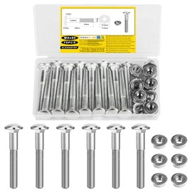 Carriage Bolts M8 x 60 mm, Mushroom Head Bolts Nuts Set, Carriage Bolts with Hex Flange Nuts, Carriage Bolts, Round-Head Screws Made of Carbon Steel, Pack of 15