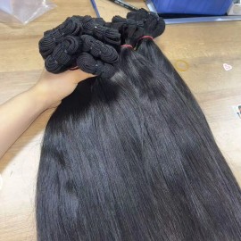 Local Shipping Vietnamese Single Donor Double Weft Cuticle Aligned Raw Hair Indian Bond Straight Bundles Vendorsstyle: Straight -1pc/100g, color: Natural Black, Stretched Length: 22 Inches