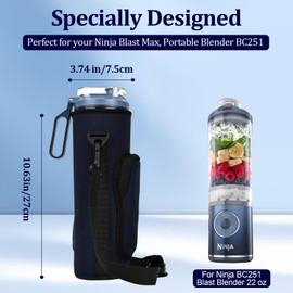 NUENSS-ROR Portable Blender Carrying Case Bag for Ninja Blast Max Portable Blender BC251NV BC251IV BC251GY BC251MT BC251PK BC251LD BC251SL, Blender insulated sleeve with Crossbody Strap(Navy blue)