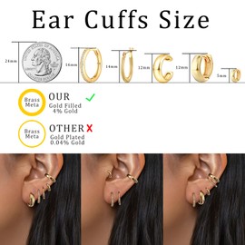 5 Pairs 14K Gold Hoop Earrings - Gold Jewelry for Women Trendy - Non Tarnish Stack Earrings for Women - Hypoallergenic Gold Earring Set (5Pairs Sets A)