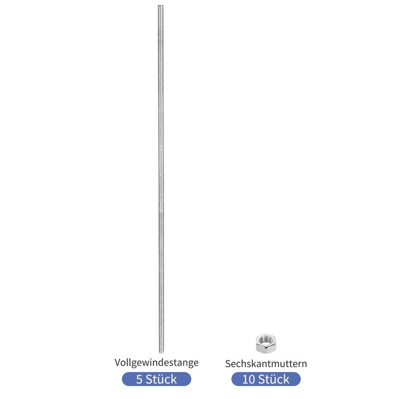QUARKZMAN 5 Pack M4 x 150 mm Threaded Rod with