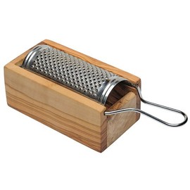 Cheese Grater, Parmesan Grater Stainless Steel with Olive Wood Drawer
