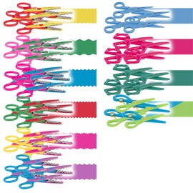 Playtastic Kids Decorative Scissors: 40 Pieces Kids Craft Scissors Set Rounded Blades (Small Craft Scissors, Contour Scissors)