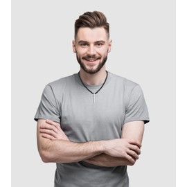 COAI Men's Cross Necklace Black Stone Necklace Onyx Beaded Necklace for Men, Silver Cross Pendant