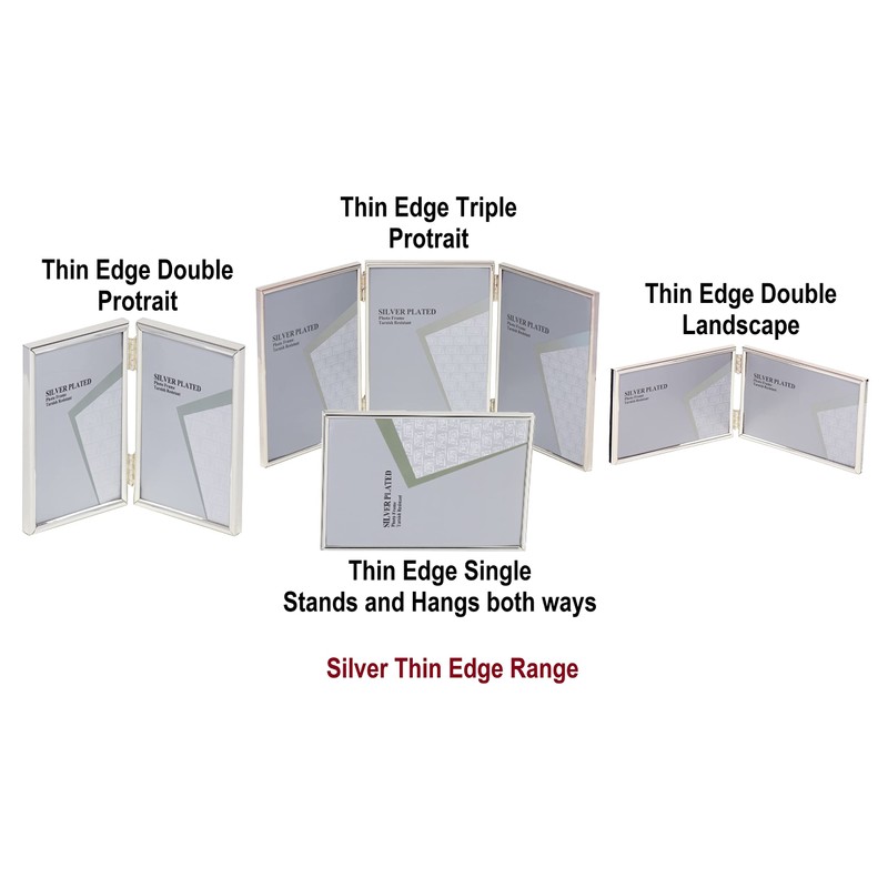 8 x 6-inch Silver Thin Edge DOUBLE LANDSCAPE Photo Frames