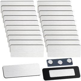Geelin 50 Pack Magnetic Name Tags Blank Name Badge Holder Plastic ID Tag Backing 1 x 3 Inches with 3 Pcs Magnets for Police Office Employee Custom(Silver)